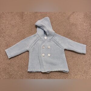 Cozy Knit Baby Blue Hoodie with Buttons
